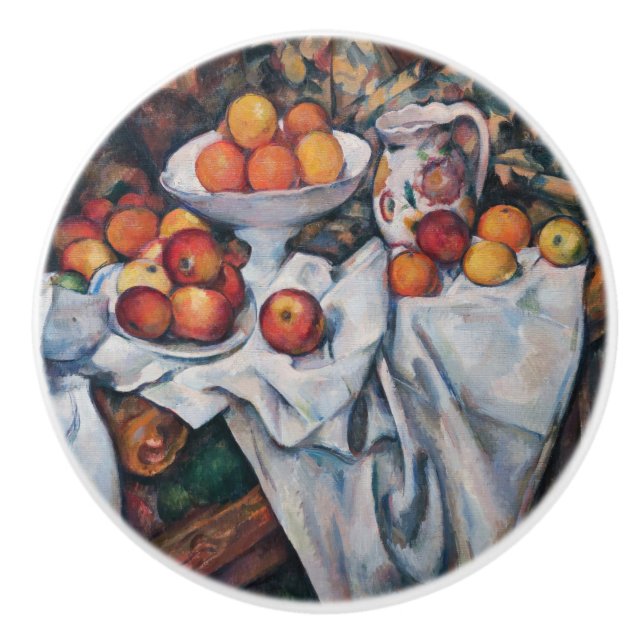 Paul Cezanne - Stillleben, Äpfel und Orange Keramikknauf (Vorderseite)