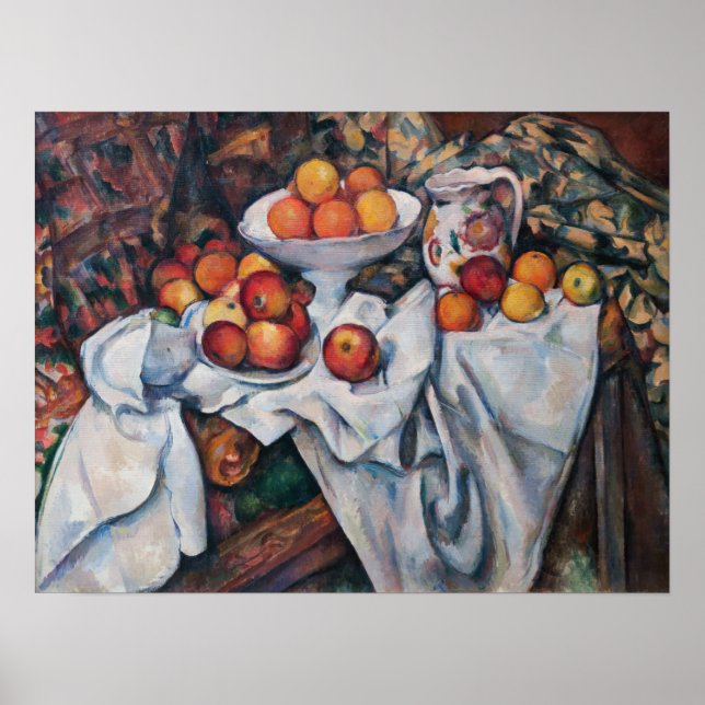 Paul Cezanne - Stillleben, Äpfel und Orange Poster (Vorne)