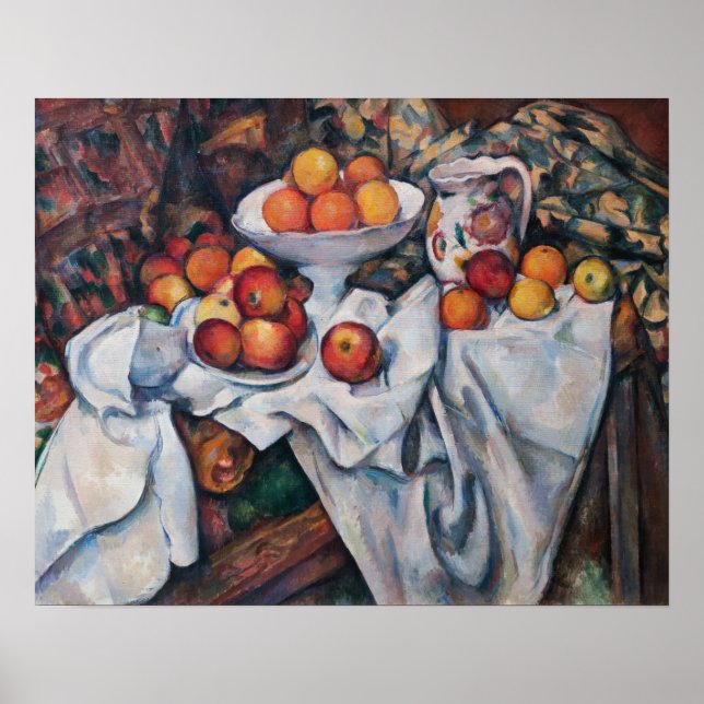 Paul Cezanne - Stillleben, Äpfel und Orange Poster (Vorne)