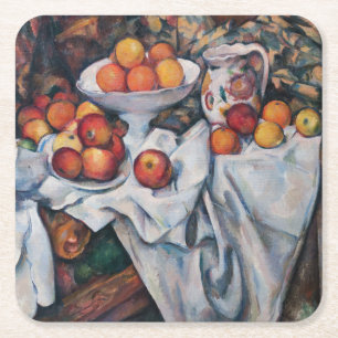 Paul Cezanne - Stillleben, Äpfel und Orange Rechteckiger Pappuntersetzer