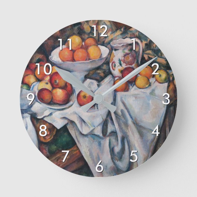 Paul Cezanne - Stillleben, Äpfel und Orange Runde Wanduhr (Vorderseite)