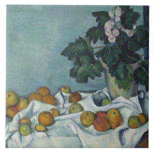 Paul Cezanne - Stillleben mit Äpfeln und einem Pot Fliese