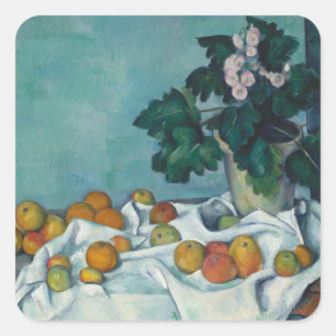Paul Cezanne Stillleben mit Äpfeln und einem Töp Quadratischer Aufkleber