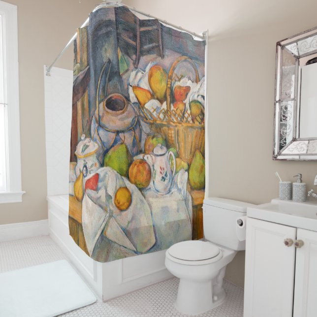 Paul Cezanne - Stillleben mit Basket Duschvorhang (Beispiel)