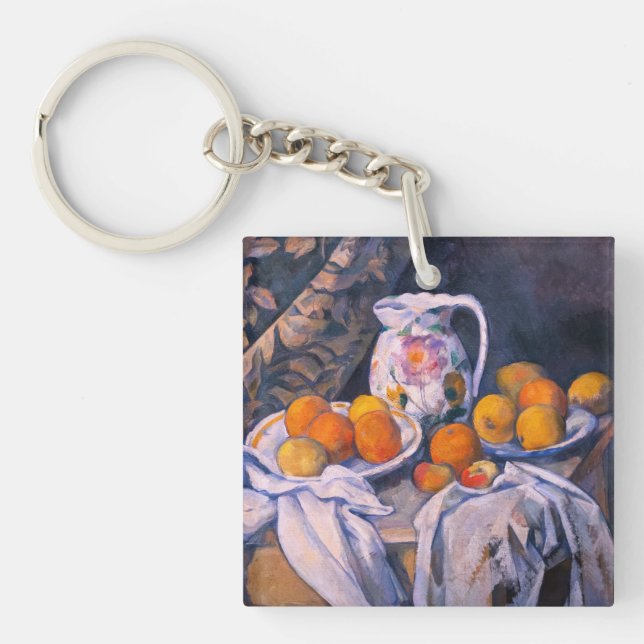 Paul Cezanne - Stillleben mit einem Vorhang Schlüsselanhänger (Vorderseite)