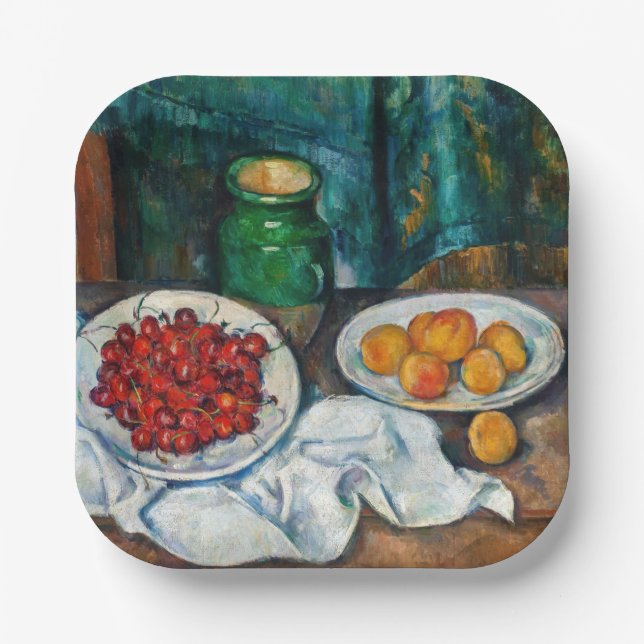 Paul Cezanne - Stillleben mit Kirschen und Peachs Pappteller (Vorderseite)