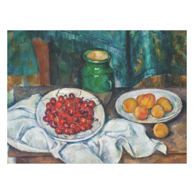 Paul Cezanne - Stillleben mit Kirschen und Peachs Tischdecke (Vorderseite (Horizontal))