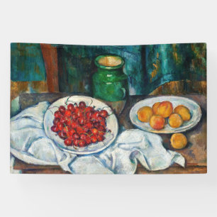 Paul Cezanne - Stillleben mit Kirschen und Pfirsic Banner