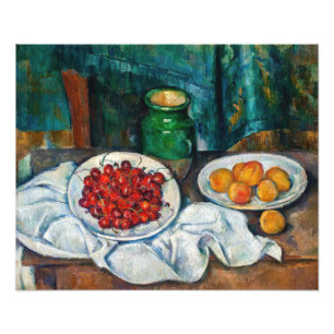 Paul Cezanne - Stillleben mit Kirschen und Pfirsic Fotodruck