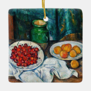 Paul Cezanne - Stillleben mit Kirschen und Pfirsic Keramikornament