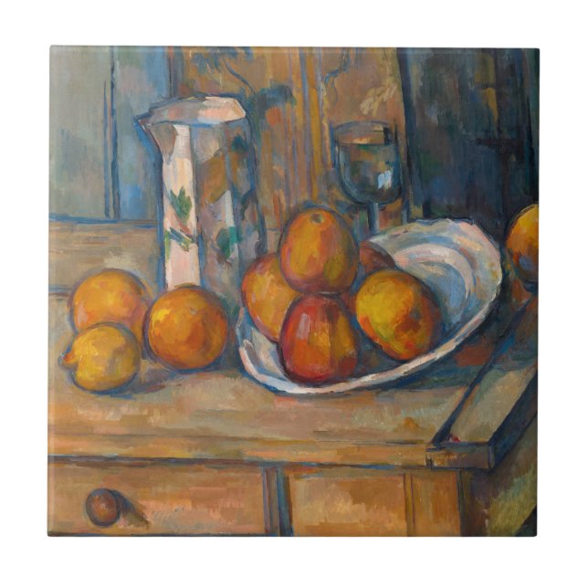 Paul Cezanne - Stillleben mit Milchsaft und Obst Fliese (Vorderseite)