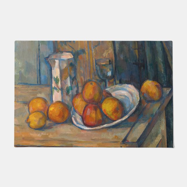 Paul Cezanne - Stillleben mit Milchsaft und Obst Fußmatte (Vorderseite)