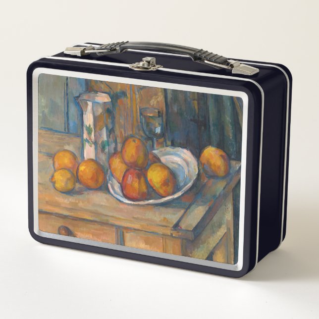 Paul Cezanne - Stillleben mit Milchsaft und Obst Metall Brotdose (Vorderseite)
