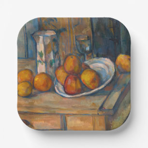 Paul Cezanne - Stillleben mit Milchsaft und Obst Pappteller