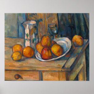Paul Cezanne - Stillleben mit Milchsaft und Obst Poster