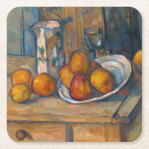 Paul Cezanne - Stillleben mit Milchsaft und Obst Rechteckiger Pappuntersetzer