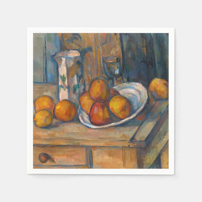 Paul Cezanne - Stillleben mit Milchsaft und Obst Serviette (Vorderseite)