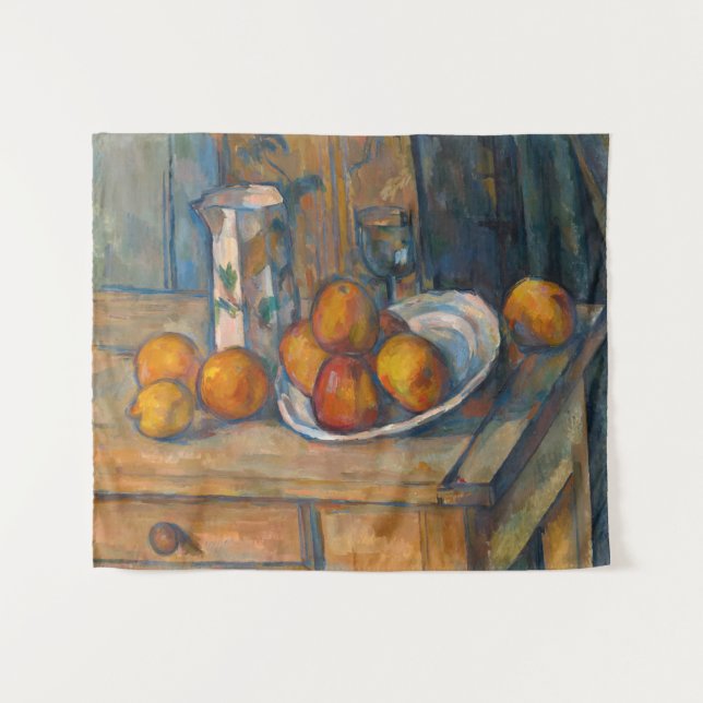 Paul Cezanne - Stillleben mit Milchsaft und Obst Wandteppich (Vorderseite (Horizontal))