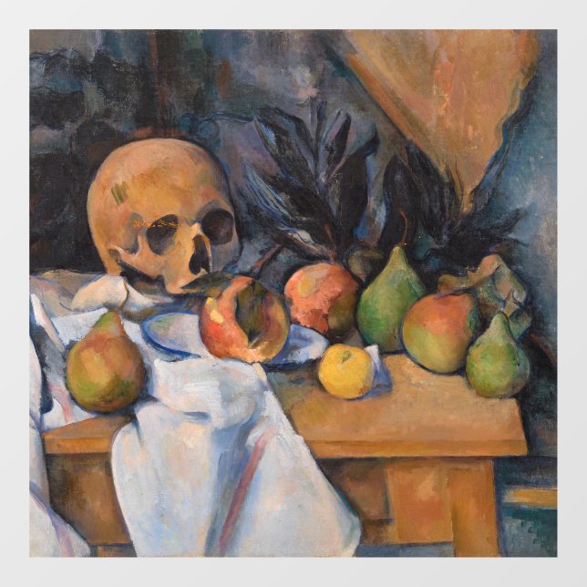 Paul Cezanne - Stillleben mit Skull Fensteraufkleber (Blatt)