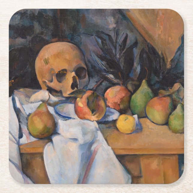 Paul Cezanne - Stillleben mit Skull Rechteckiger Pappuntersetzer (Vorderseite)
