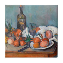 Paul Cézanne, Stillleben mit Zwiebeln und einer Fliese
