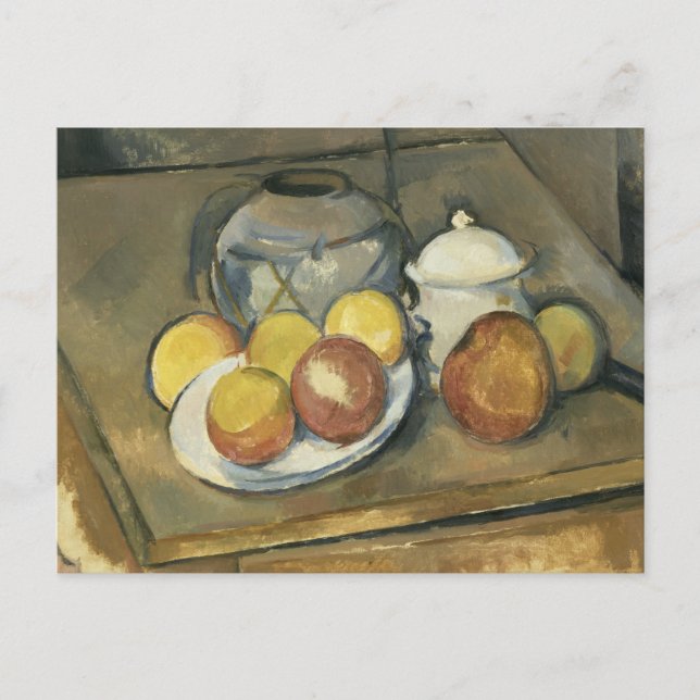 Paul Cezanne - Straw-Trimmed Vase, Sugar Bowl Postkarte (Vorderseite)