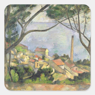 Paul Cezanne The Sea at l'Estaque, 1878 Quadratischer Aufkleber