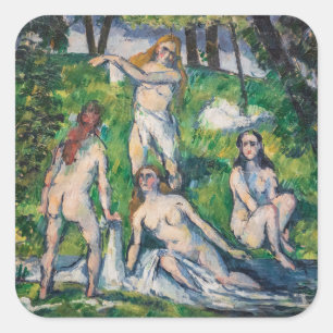 Paul Cezanne - Vier Badende Quadratischer Aufkleber