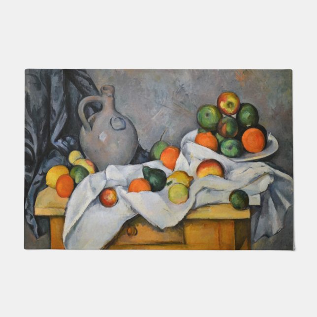 Paul Cezanne - Vorhang, Jug und Fruchtschale Fußmatte (Vorderseite)