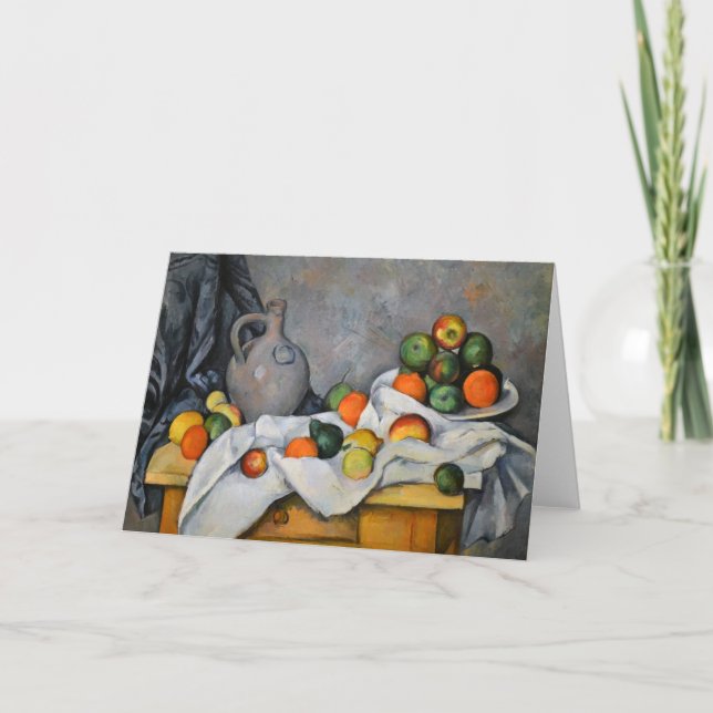 Paul Cezanne - Vorhang, Jug und Fruchtschale Karte (Vorderseite)