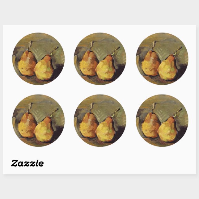 Paul Cezanne's painting, Two Pears, Runder Aufkleber (Blatt)