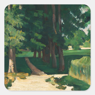 Paul Cézannes The Avenue, Green Trees Classic Quadratischer Aufkleber
