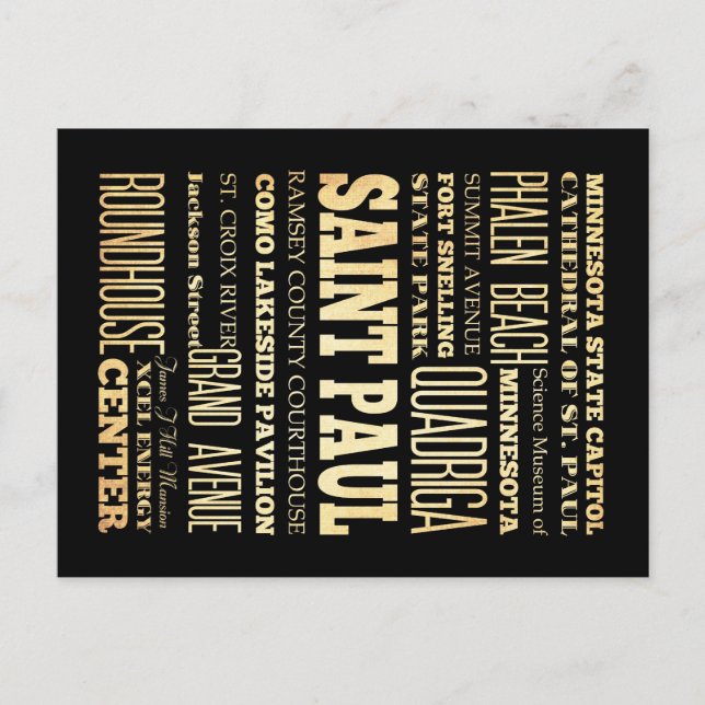 Paul City Minnesota Staat Typografie Postkarte (Vorderseite)