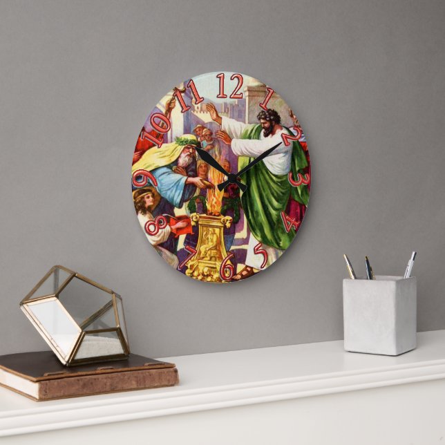 Paul Cures Messer Man at Lystra Clock Große Wanduhr (Büro)