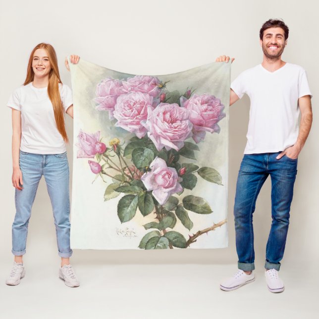 Paul De Longpre Pink Roses Fleecedecke (Beispiel)