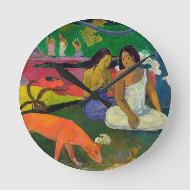 Paul Gauguin | Arearea (der rote Hund), 1892 Runde Wanduhr (Vorderseite)
