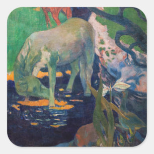 Paul Gauguin - Das Weiße Pferd Quadratischer Aufkleber