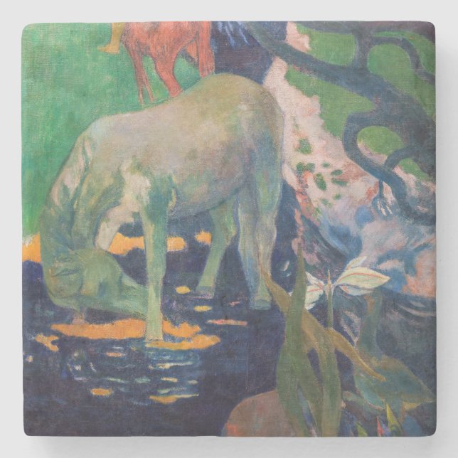 Paul Gauguin - Das Weiße Pferd Steinuntersetzer (Vorderseite)