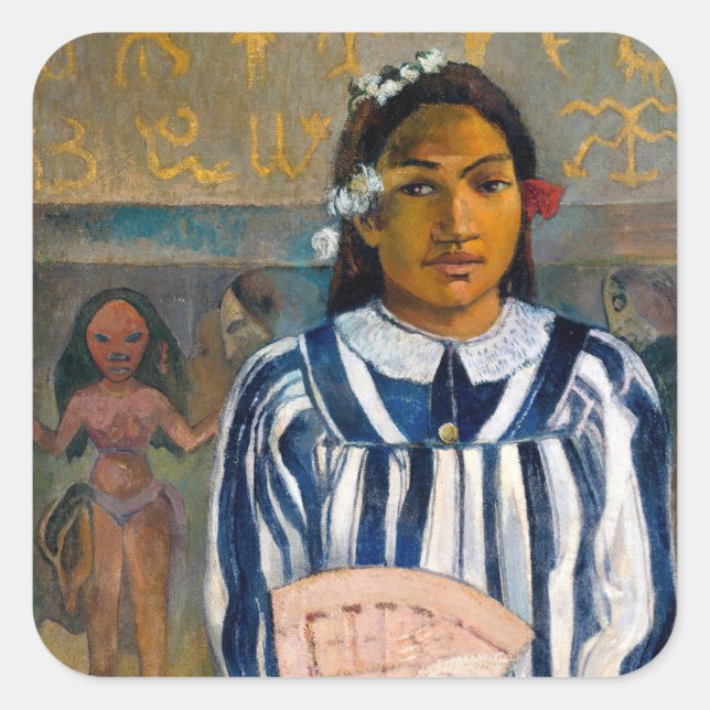 Paul Gauguin - Die Vorfahren von Tehamana Quadratischer Aufkleber (Vorderseite)