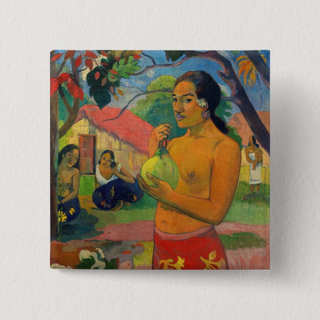 Paul Gauguin - Frau mit Frucht Button (Vorderseite)