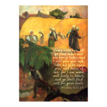 Paul Gauguin Haymaking with Scripture Verse