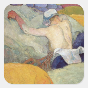 Paul Gauguin   in der Hitze oder die Schweine, Quadratischer Aufkleber