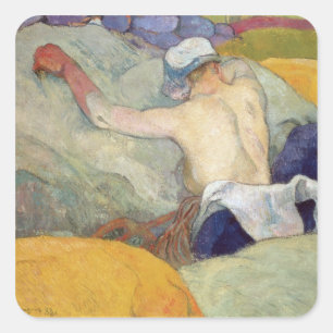 Paul Gauguin   in der Hitze oder die Schweine, Quadratischer Aufkleber