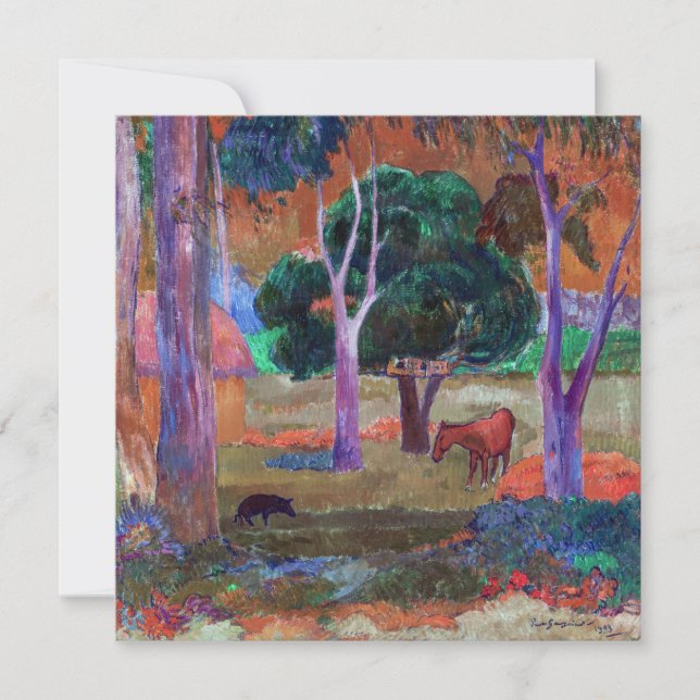Paul Gauguin - Landschaft mit einem Schwein und ei Einladung (Vorderseite)