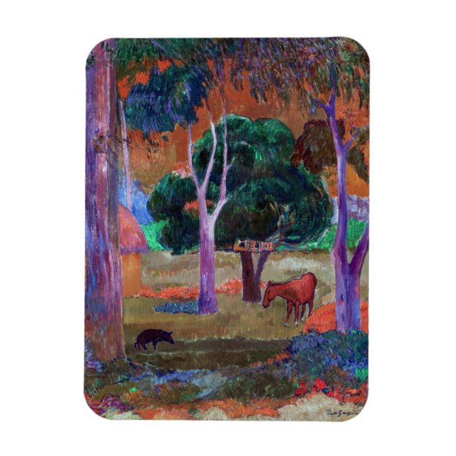 Paul Gauguin - Landschaft mit einem Schwein und ei Magnet (Vertikal)