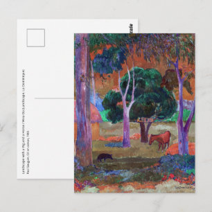Paul Gauguin - Landschaft mit einem Schwein und ei Postkarte