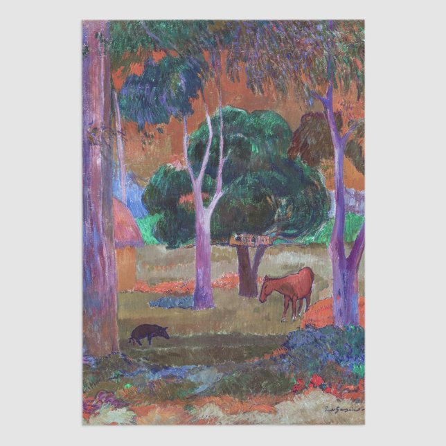 Paul Gauguin - Landschaft mit einem Schwein und ei Seidenpapier (Von Creator hochgeladen)