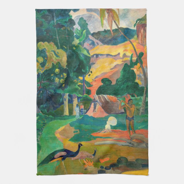Paul Gauguin - Landschaft mit Peacocks / Matamoe Geschirrtuch (Vertikal)