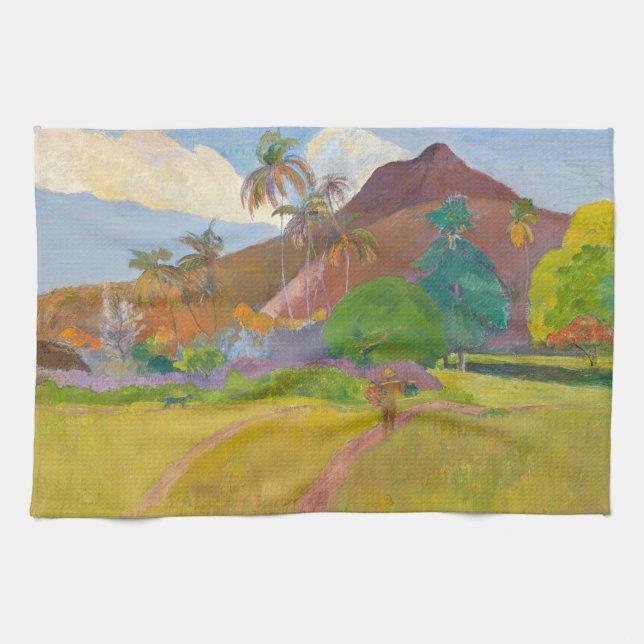 Paul Gauguin - Landschaft von Tahitien Geschirrtuch (Horizontal)