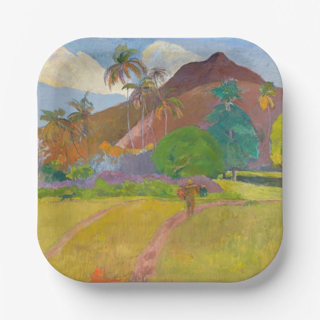 Paul Gauguin - Landschaft von Tahitien Pappteller (Vorderseite)